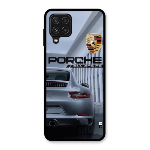 Classy Supercar Glass Back Case for Galaxy A22 4G