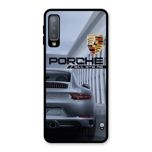 Classy Supercar Glass Back Case for Galaxy A7 (2018)