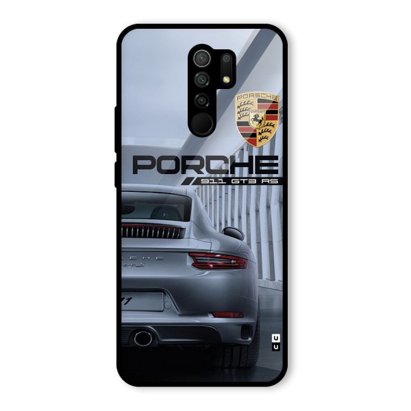 Classy Supercar Glass Back Case for Redmi 9 Prime