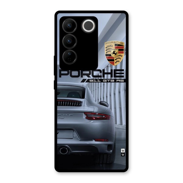 Classy Supercar Glass Back Case for Vivo V27 Pro