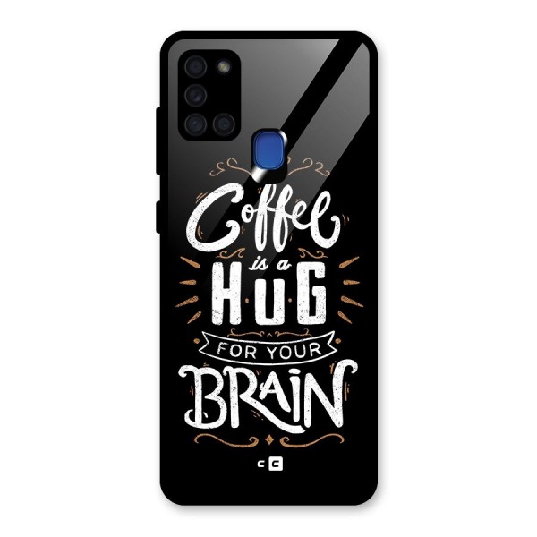 Coffee Brain Glass Back Case for Galaxy A21s