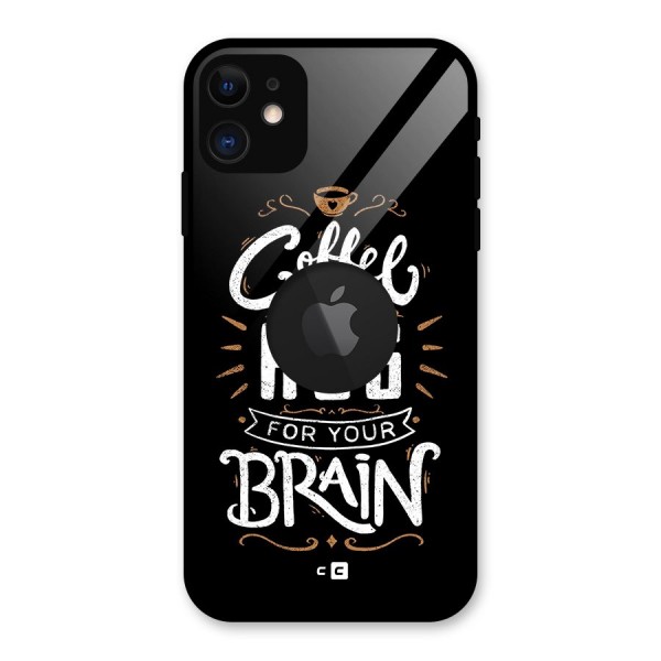 Coffee Brain Glass Back Case for iPhone 11 Logo Cut