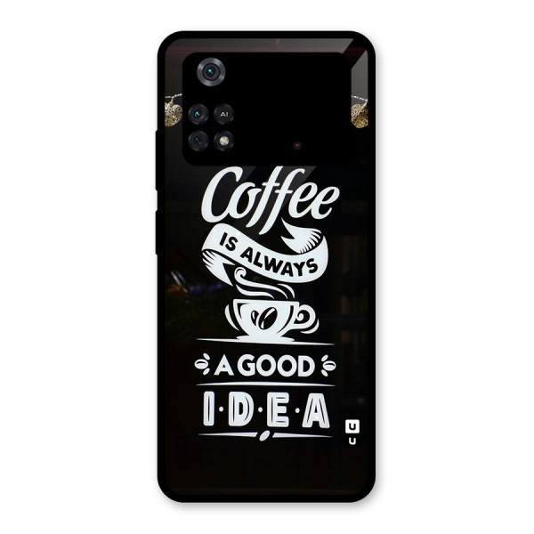 Coffee Idea Glass Back Case for Poco M4 Pro 4G