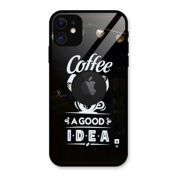 Coffee Idea Glass Back Case for iPhone 11 Logo Cut