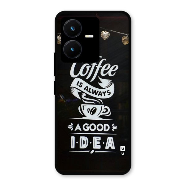 Coffee Idea Metal Back Case for Vivo Y22s