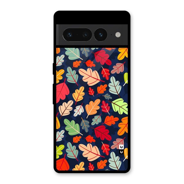Colorful Leaves Beautiful Pattern Glass Back Case for Google Pixel 7 Pro