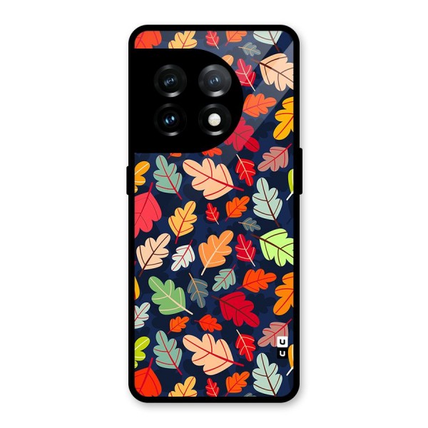 Colorful Leaves Beautiful Pattern Glass Back Case for OnePlus 11