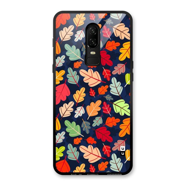 Colorful Leaves Beautiful Pattern Glass Back Case for OnePlus 6