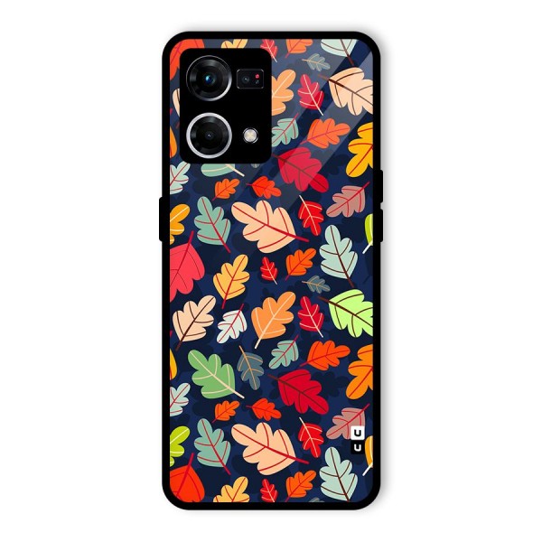 Colorful Leaves Beautiful Pattern Glass Back Case for Oppo F21 Pro 4G
