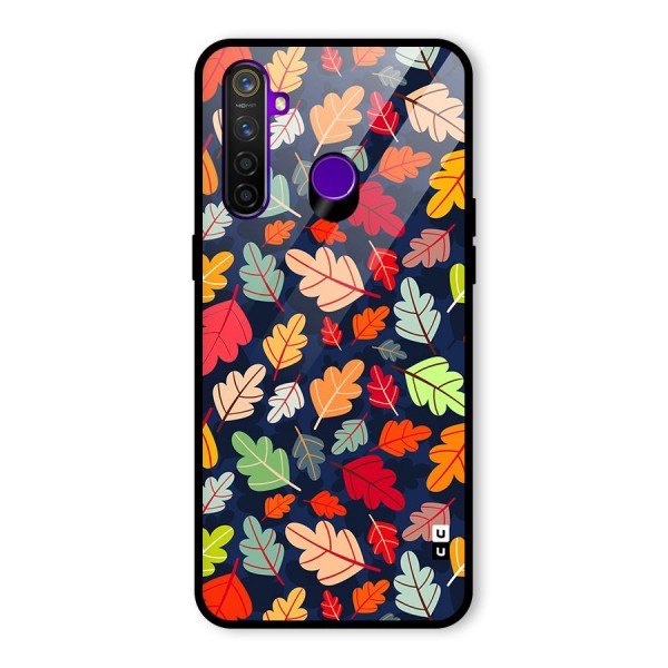 Colorful Leaves Beautiful Pattern Glass Back Case for Realme 5 Pro