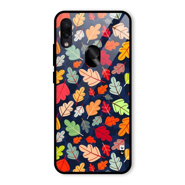 Colorful Leaves Beautiful Pattern Glass Back Case for Redmi Note 7S
