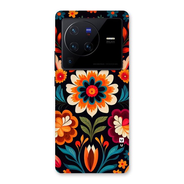 Colorful Mexican Floral Pattern Back Case for Vivo X80 Pro