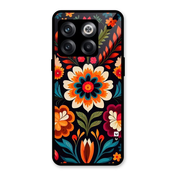 Colorful Mexican Floral Pattern Glass Back Case for OnePlus 10T