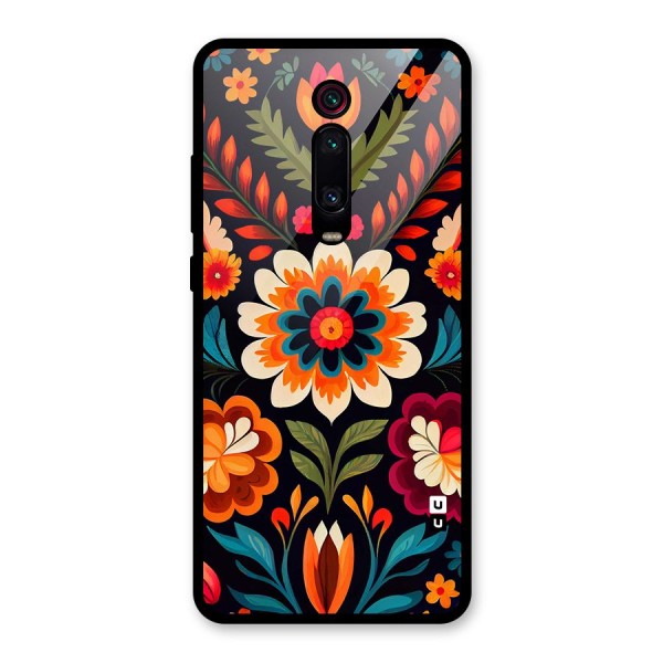 Colorful Mexican Floral Pattern Glass Back Case for Redmi K20