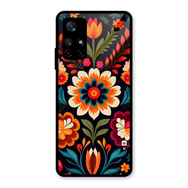 Colorful Mexican Floral Pattern Glass Back Case for Redmi Note 11T 5G