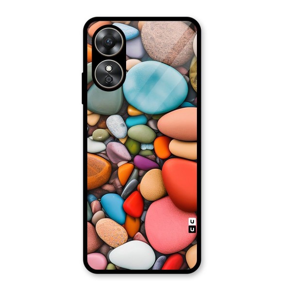 Colourful Stones Glass Back Case for Oppo A17