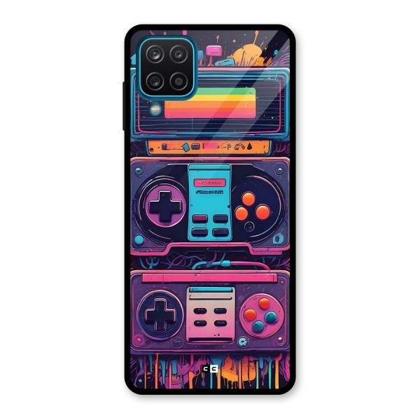 Comic Gaming Console Glass Back Case for Galaxy A12