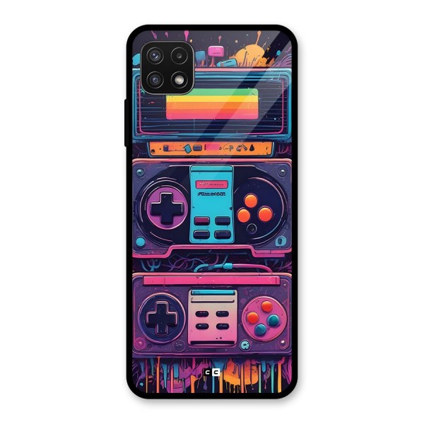 Comic Gaming Console Glass Back Case for Galaxy A22 5G