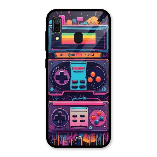 Comic Gaming Console Glass Back Case for Galaxy A30