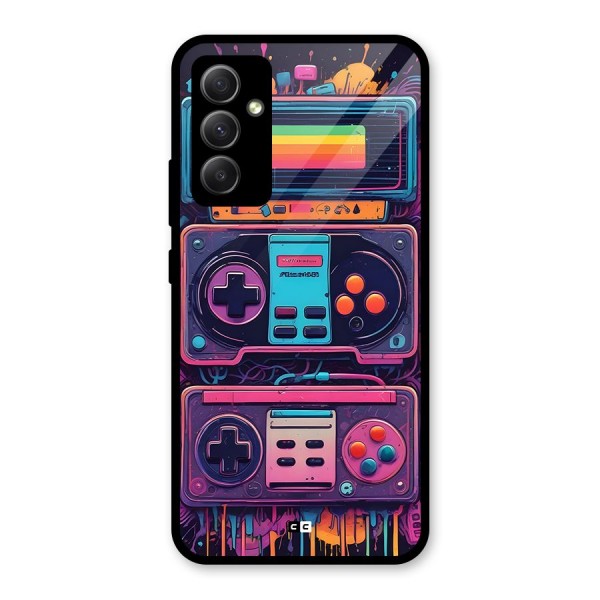 Comic Gaming Console Glass Back Case for Galaxy A34