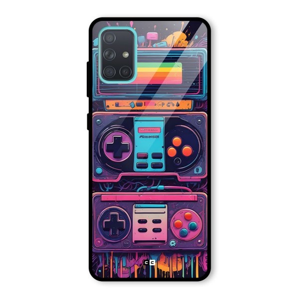 Comic Gaming Console Glass Back Case for Galaxy A71