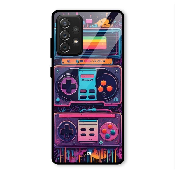 Comic Gaming Console Glass Back Case for Galaxy A72