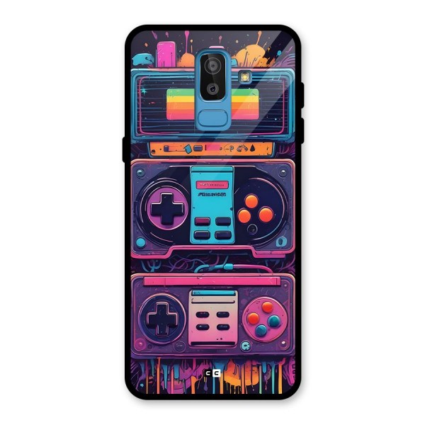 Comic Gaming Console Glass Back Case for Galaxy J8