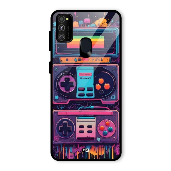 Comic Gaming Console Glass Back Case for Galaxy M21