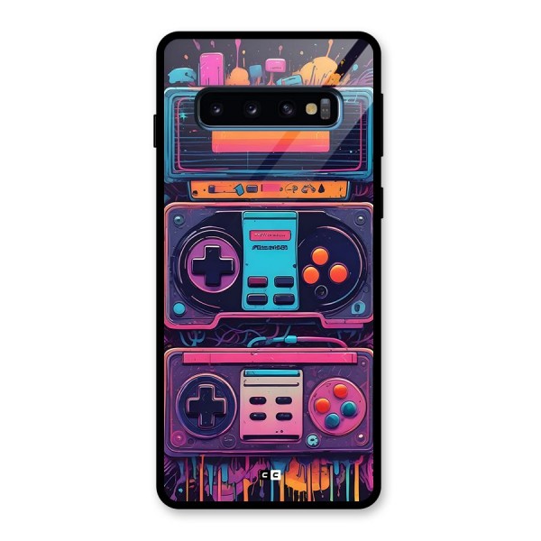 Comic Gaming Console Glass Back Case for Galaxy S10