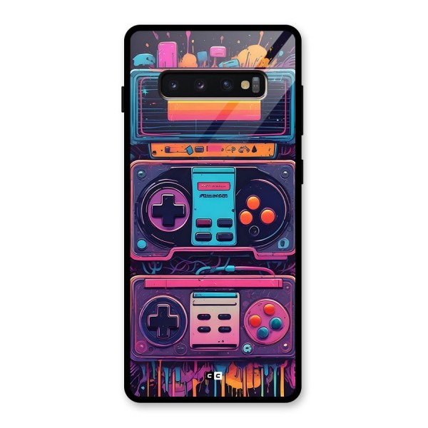 Comic Gaming Console Glass Back Case for Galaxy S10 Plus