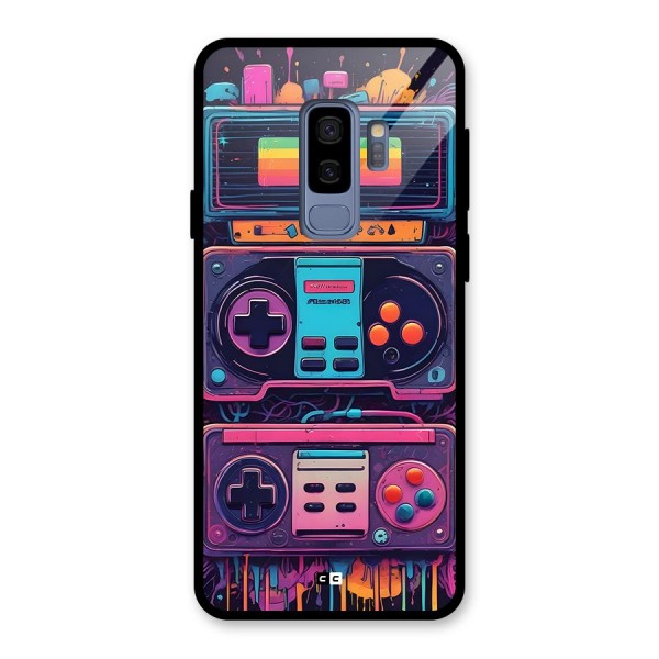 Comic Gaming Console Glass Back Case for Galaxy S9 Plus