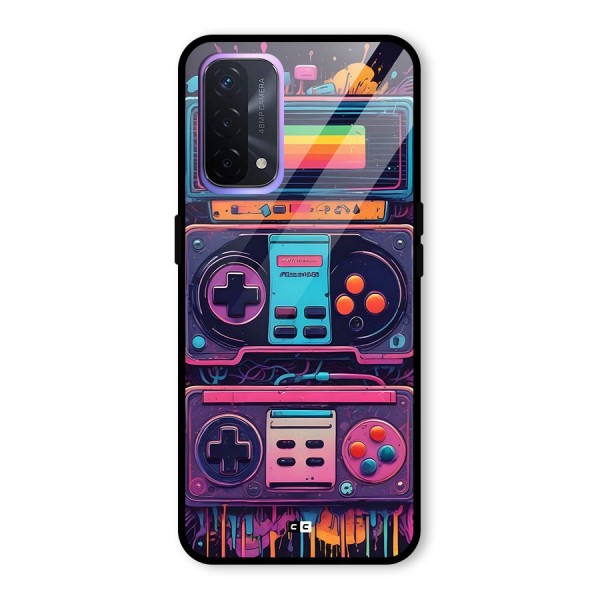 Comic Gaming Console Glass Back Case for Oppo A74 5G