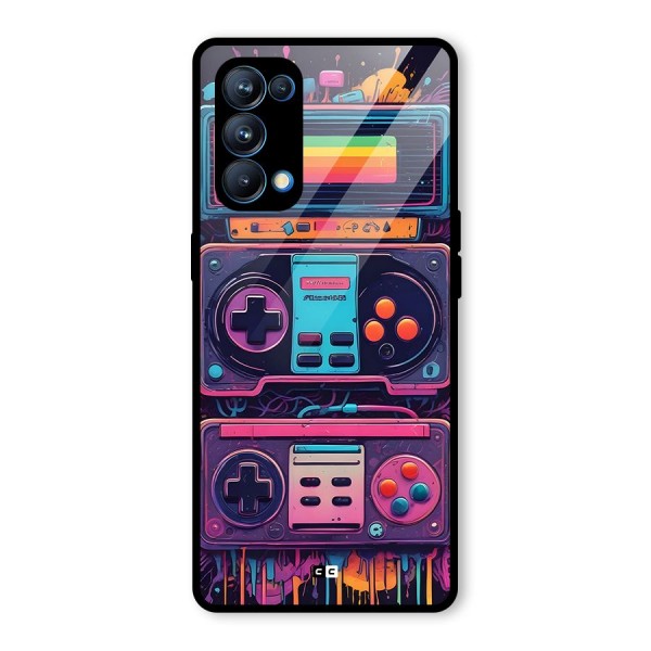 Comic Gaming Console Glass Back Case for Oppo Reno5 Pro 5G