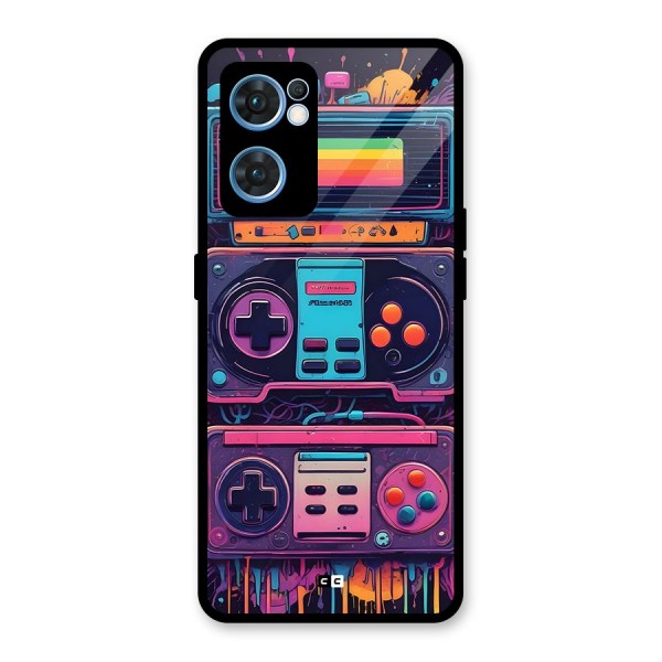 Comic Gaming Console Glass Back Case for Oppo Reno7 5G