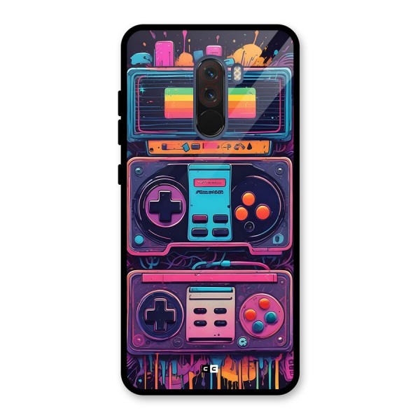 Comic Gaming Console Glass Back Case for Poco F1