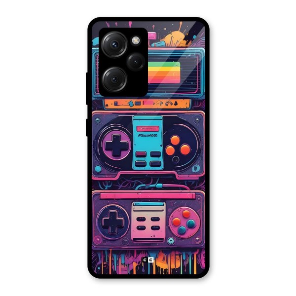 Comic Gaming Console Glass Back Case for Poco X5 Pro