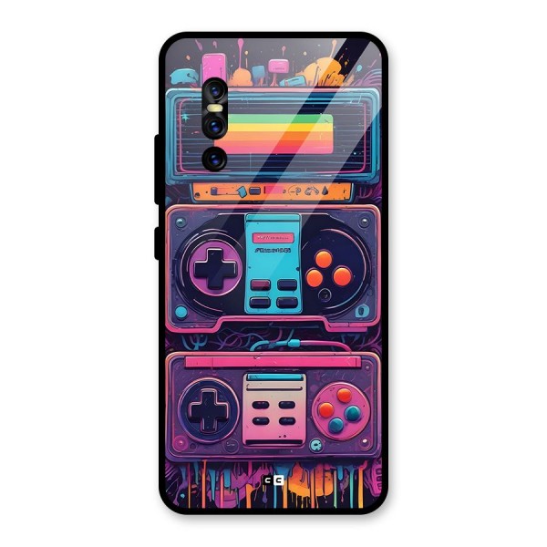 Comic Gaming Console Glass Back Case for Vivo V15 Pro