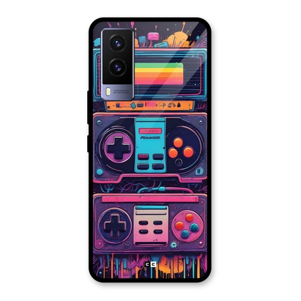 Comic Gaming Console Glass Back Case for Vivo V21e 5G