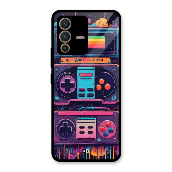 Comic Gaming Console Glass Back Case for Vivo V23 5G