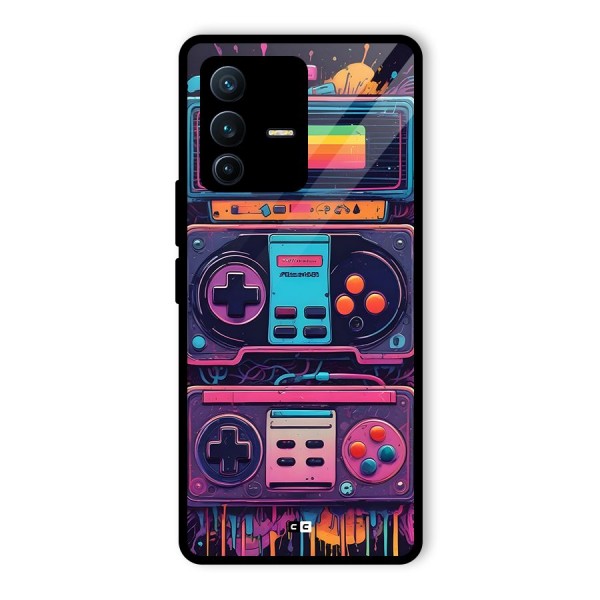 Comic Gaming Console Glass Back Case for Vivo V23 Pro