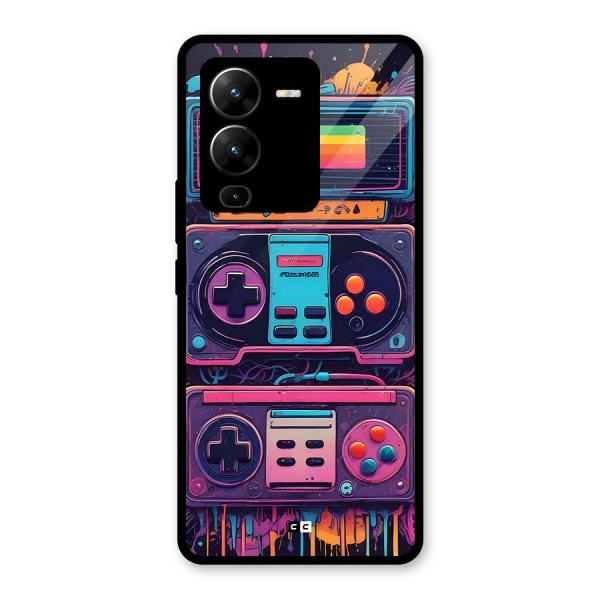 Comic Gaming Console Glass Back Case for Vivo V25 Pro