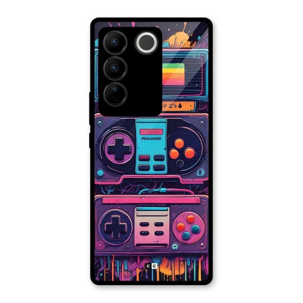 Comic Gaming Console Glass Back Case for Vivo V27 Pro