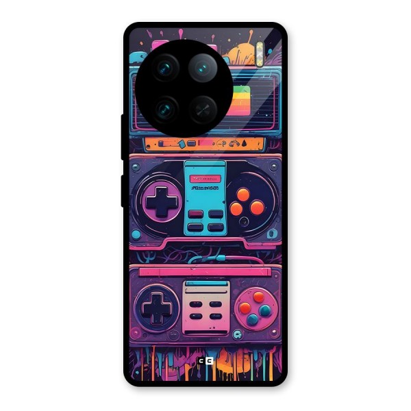 Comic Gaming Console Glass Back Case for Vivo X90 Pro