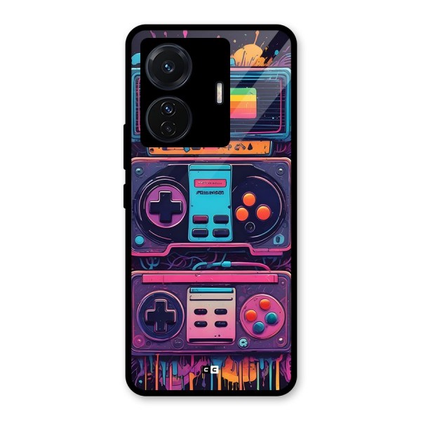 Comic Gaming Console Glass Back Case for Vivo iQOO Z6 Pro