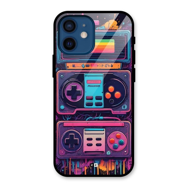 Comic Gaming Console Glass Back Case for iPhone 12 Mini