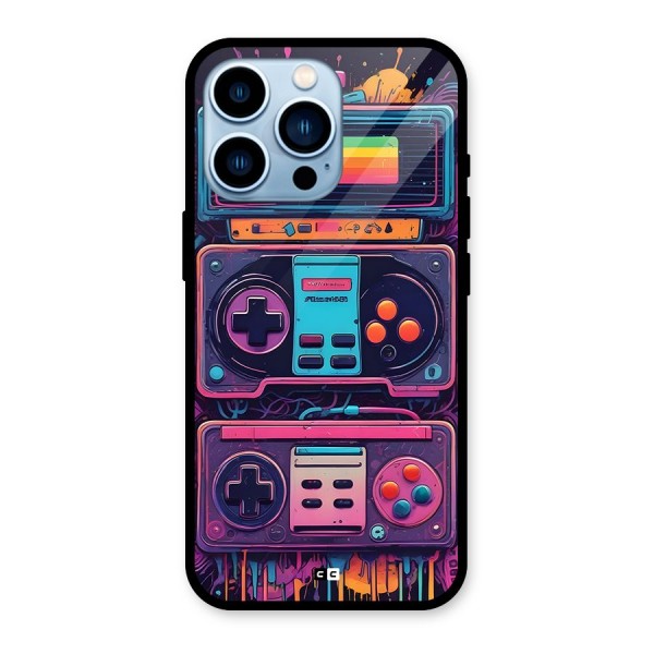 Comic Gaming Console Glass Back Case for iPhone 13 Pro