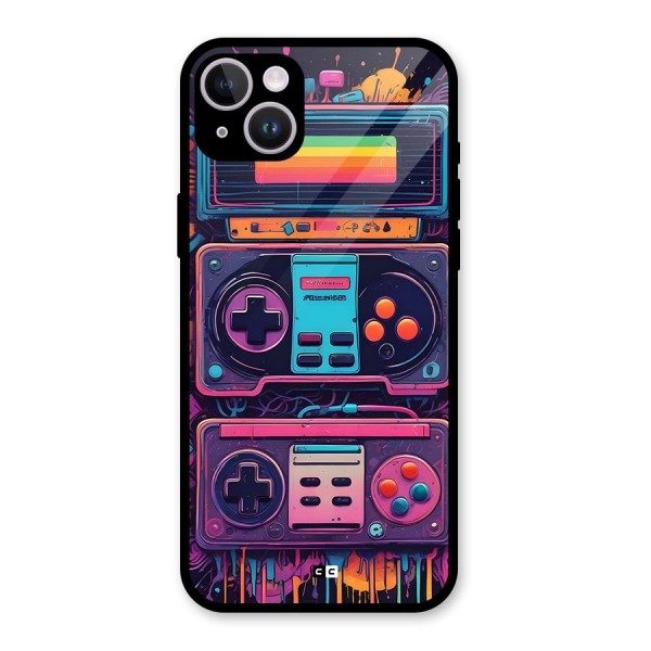 Comic Gaming Console Glass Back Case for iPhone 14 Plus