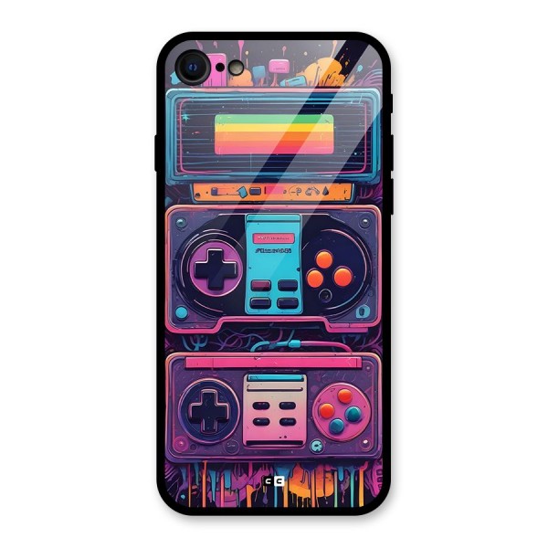 Comic Gaming Console Glass Back Case for iPhone SE 2020