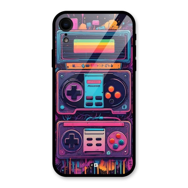 Comic Gaming Console Glass Back Case for iPhone XR