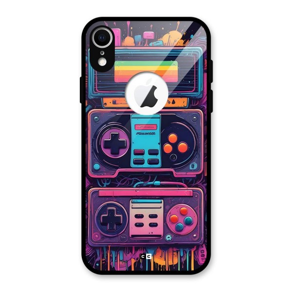 Comic Gaming Console Glass Back Case for iPhone XR Logo Cut